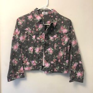 Motivi cropped floral denim jacket